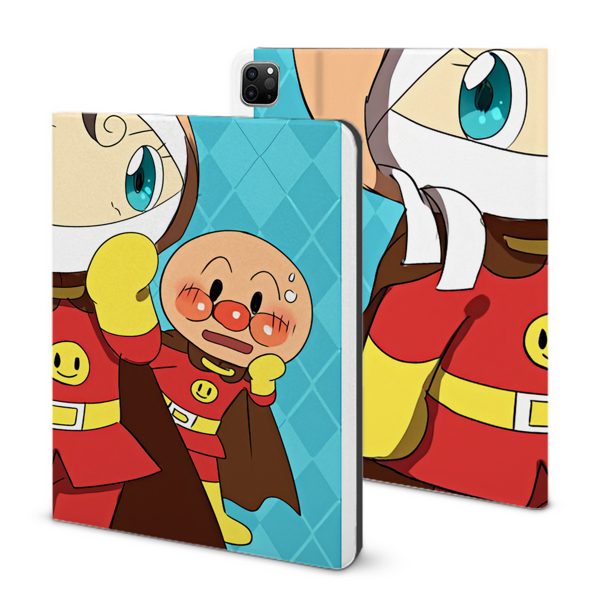 （画像用） アンパンマン Anpanman IPad ケース ブック型 PUレザー TPU 耐衝撃 軽量 薄型 ペン収納なし 全面保護 IPad 各モデル対応